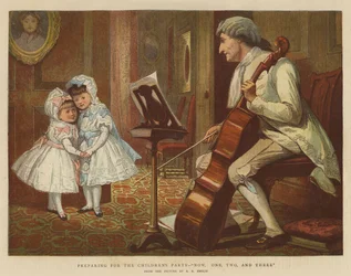 Preparando-se para o partido infantil, agora, um, dois e três (cromolitho)